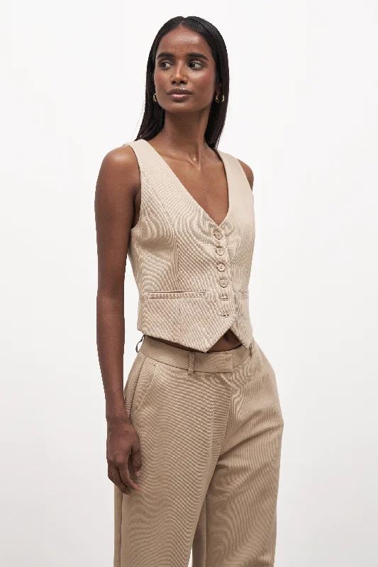 Formal Fitted Waistcoat - Oak Sleek Women's Metallic