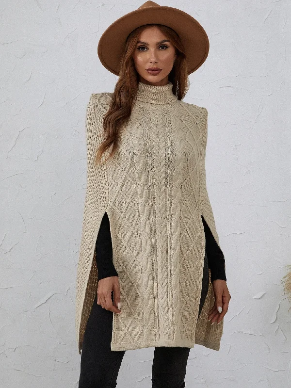 Casual Plain Sleeveless High Neck Long Women Sweater