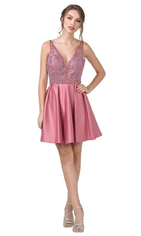 Aspeed Design - S2313 Sleeveless Plunging V-Neck A-Line Dress Business