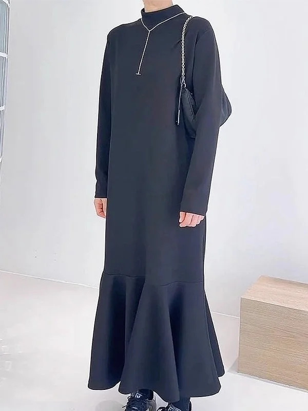 VibeMartini-Casual Long-sleeved Sweatshirt Fishtail Long Dress Gym