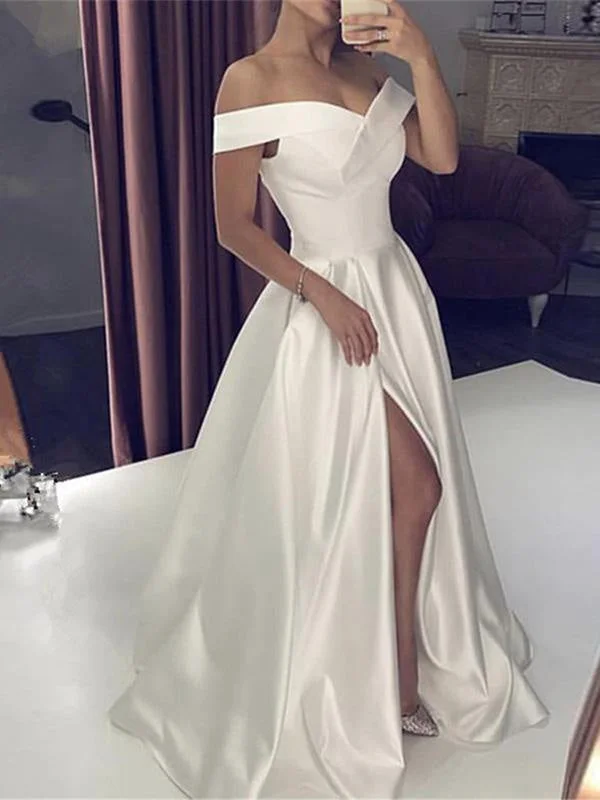 Off-the-Shoulder Backless A-Line Wedding Dresses Youthful Women's Anime - inspired
