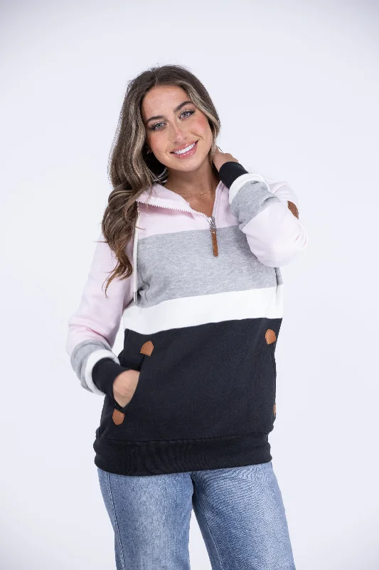 Suzon Women's Color Block Quarter Zip Hoodie