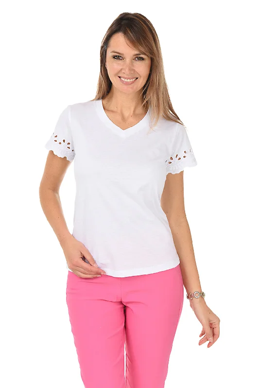 Cutout Sleeve Tee Feminine Women's Soft 