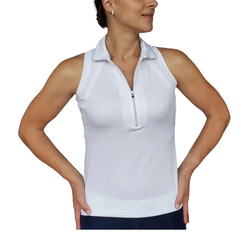 InPhorm Pique Neisha S/L Polo Tank - White/Lime Trendy Women's 