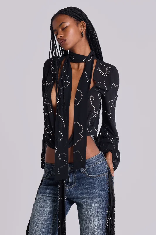 Silvra Embellished Wrap Top Sophisticated Women's 