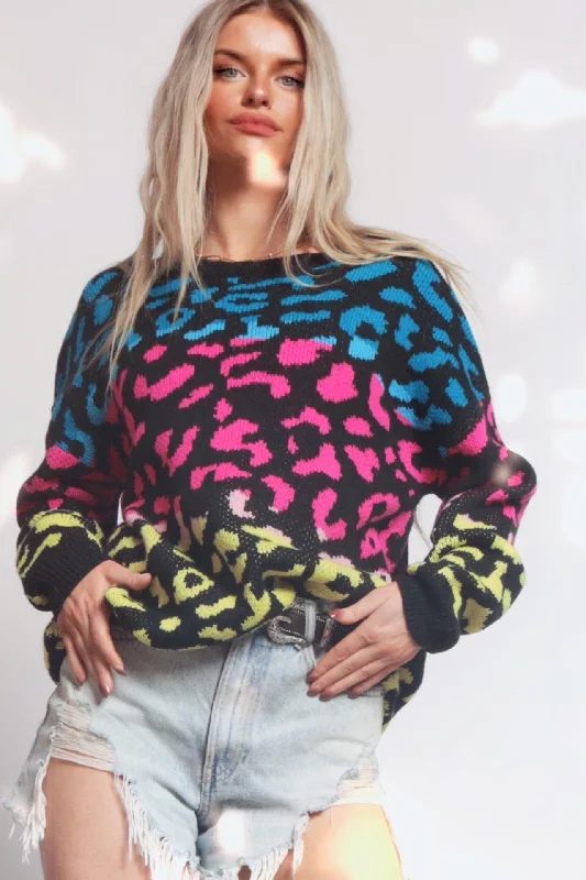 Winona Leopard Print Sweater Sporty Women's Athleisure 
