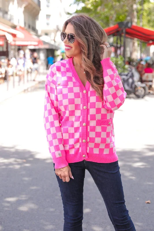 Reality Check Checkered Cardigan Refined Women's 