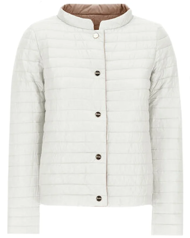 White and Taupe Quilted Short Reverse Jacket