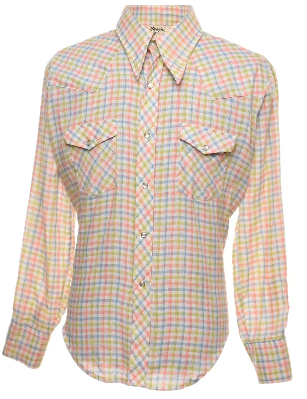 1970s Multi-Colour Checked Western Shirt - XL Hip Women's Urban