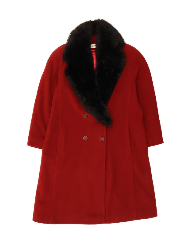 HENRY WHITE Womens Overcoat UK 16 Large  Red Wool