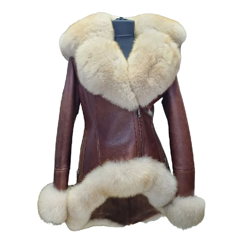 Gianna's brown shearling fur coat Minimalist Women's Casual