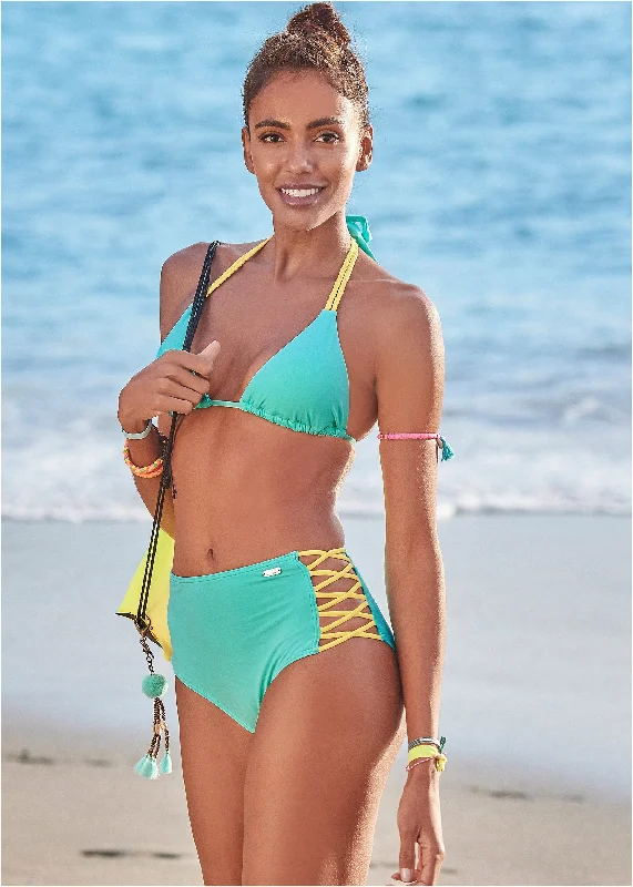 Strappy Triangle Bikini Top - Sun & Sea Cashmere