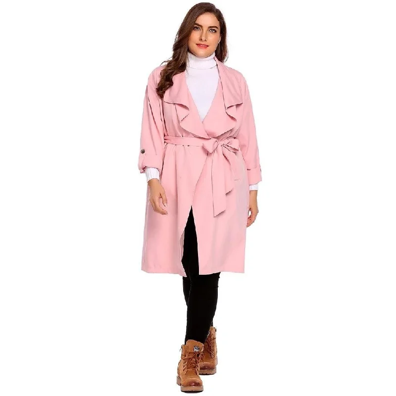 ANALUKE Solid Large Windbreaker Trench Coat Unique Women's Upcycled