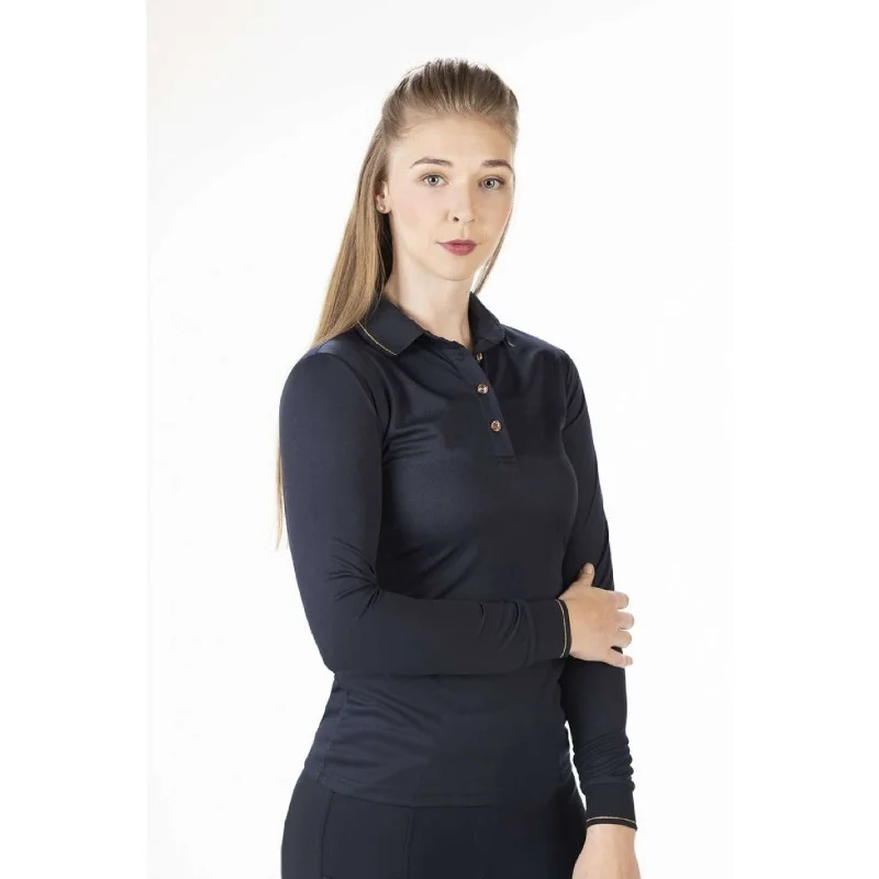 HKM Polo Glamour Bleu Foncé/Or Rose Classic Women's Pin - striped