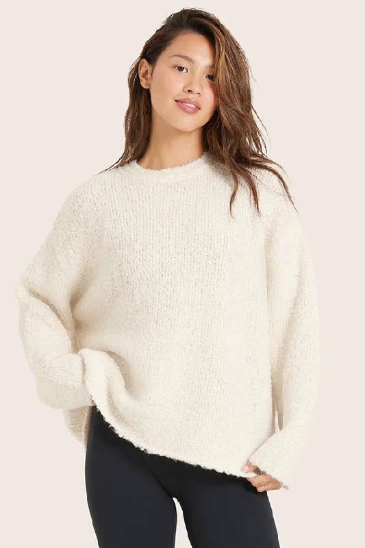 BOUCLÉ OVERSIZED CREWNECK SWEATER - OPAL