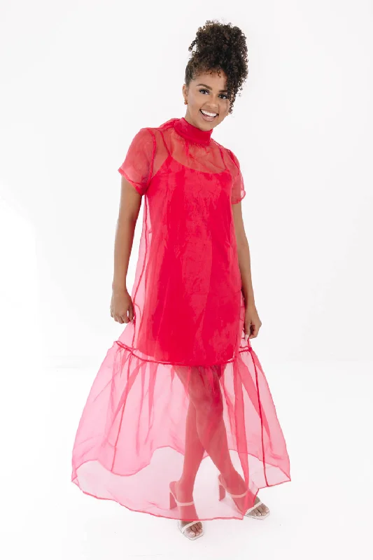 Show Stopper Midi Dress - Hot Pink Vacation