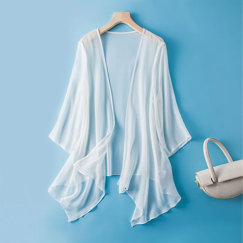 Silk Cardigan Elegant Women's 