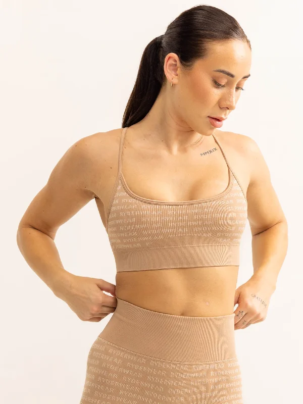 Logo Lux Seamless Sports Bra - Tan Relaxed Women's Beachy