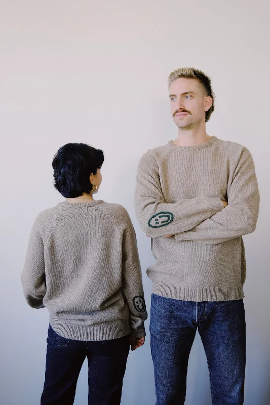 unisex knit sweater - smiley - soft clay Vintage Women's 1970S 