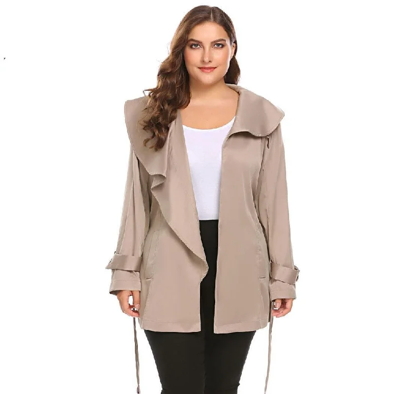 ANALUKE Windbreaker Trench Coat Monochromatic All - in - one