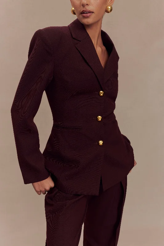 Bellamy Cinched Blazer - Mahogany Practical Women's Quick - dry