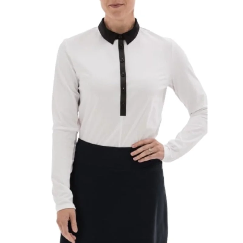 Foray Golf Core L/S Polo (mesh arm) - White/Black Earthy Women's Hemp - based
