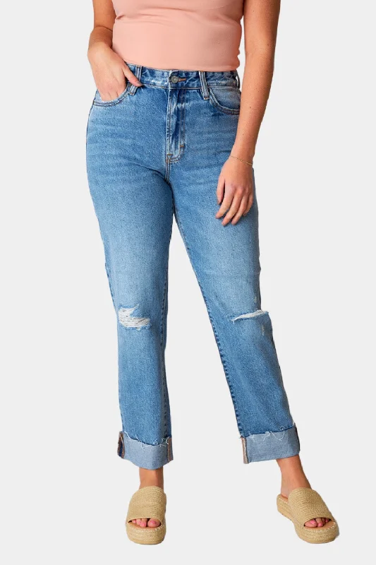 Bailey Distressed Boyfriend Jean - Medium Wash Minimalist Women's Casual