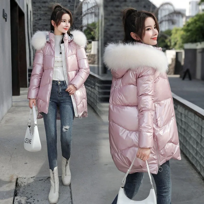 Thick Large Fur Collar Wash Free Winter Coat Cool Women's Skate