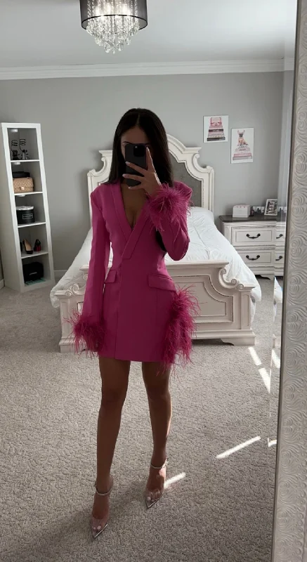 FEATHER CUT OUT BLAZER MINI DRESS Contemporary 