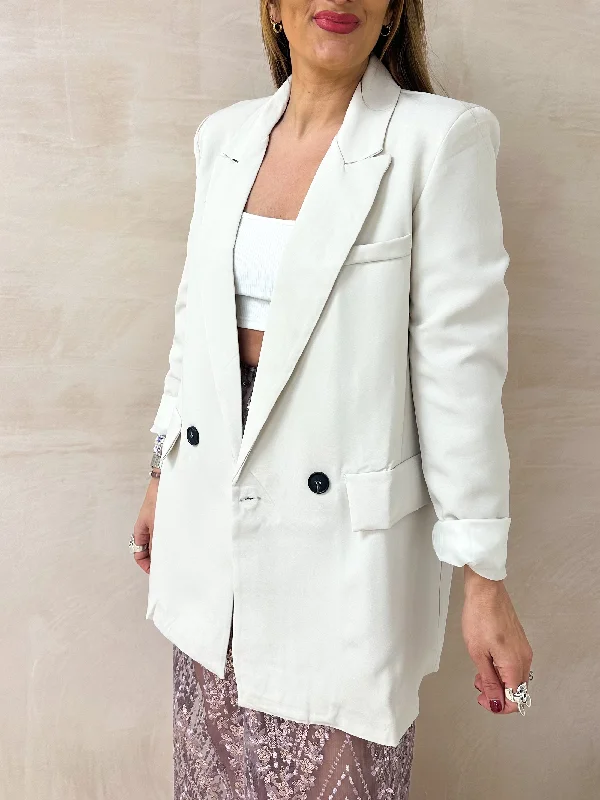 Slouch Basic Blazer In Off White