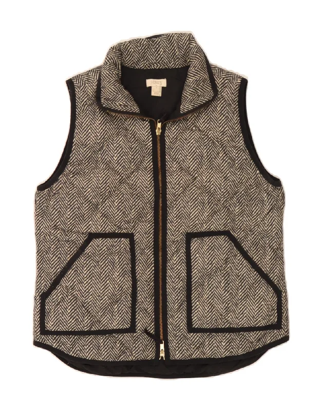 J. CREW Womens Padded Quilted Gilet UK 4 Small Grey Chevron Polyester Edgy Women's Punk