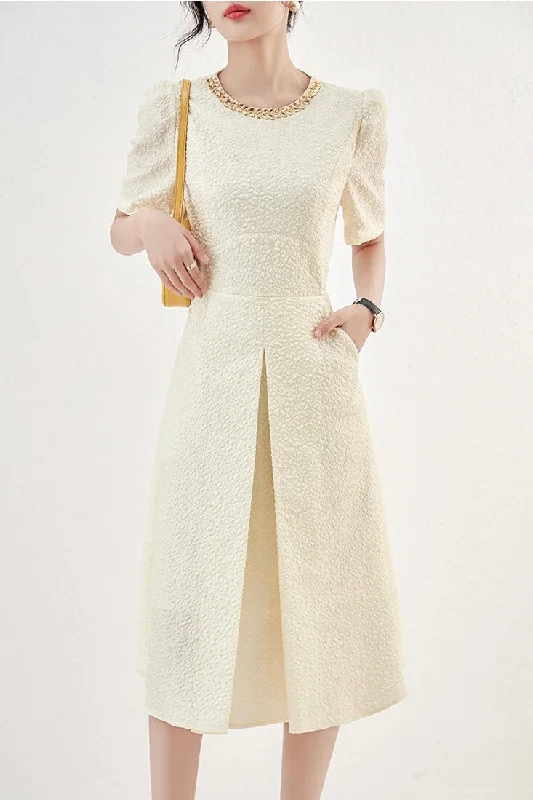 Beaded Dress W/ Seersucker Fabric Preppy Women's College