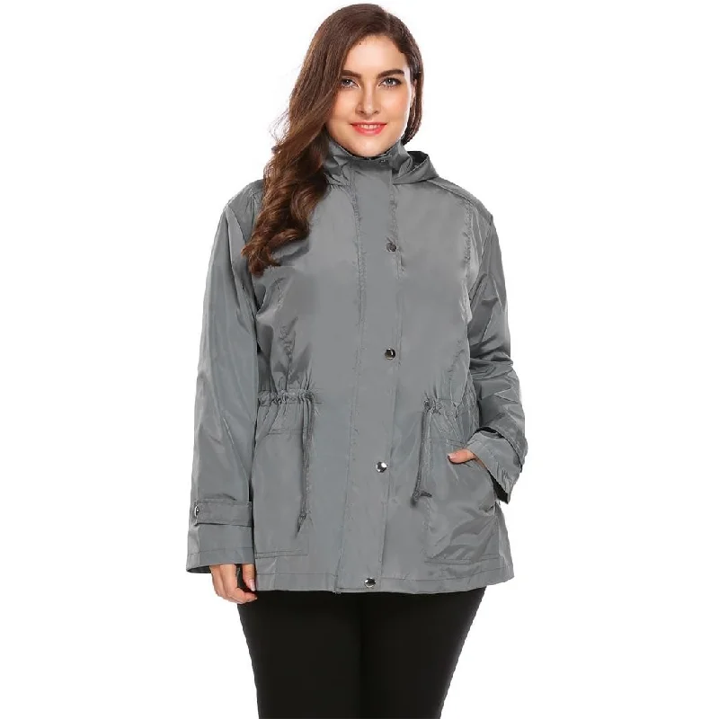 ANALUKE  Rain Jacket Autumn Winter Trench Coat Sleek Women's Metallic