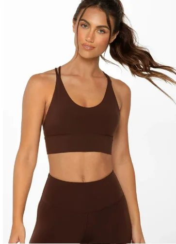 Lorna Jane Lotus Longline Sports Bra - Espresso