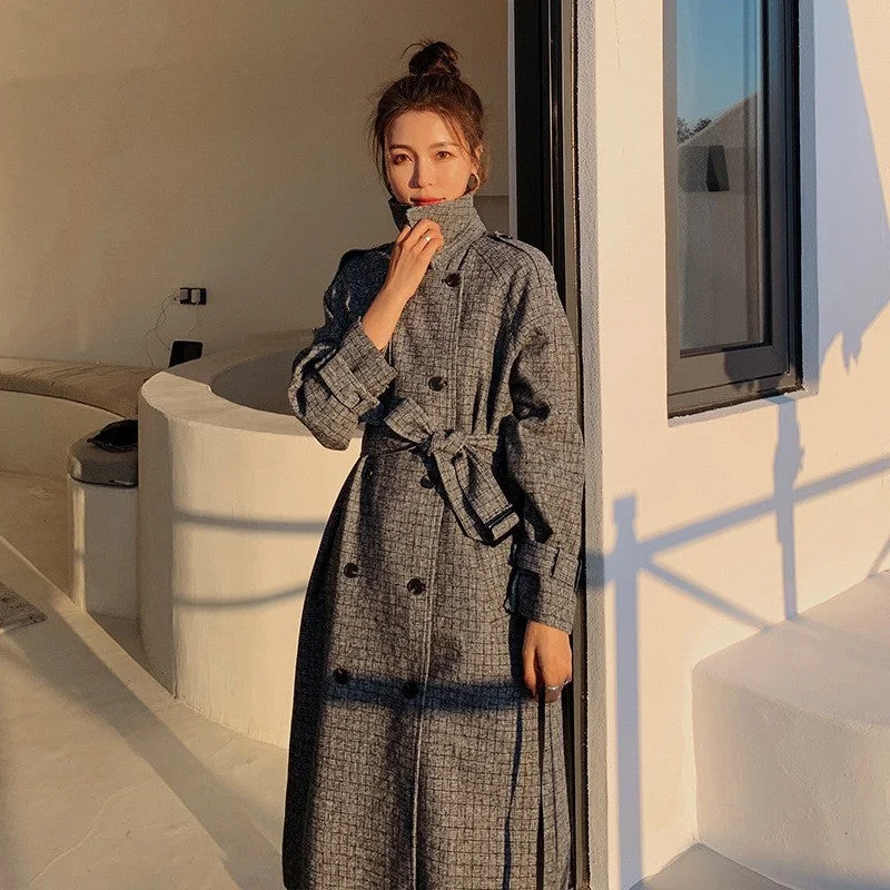 Casual Temperament Waist Slimming Plaid Coat Jacket Street