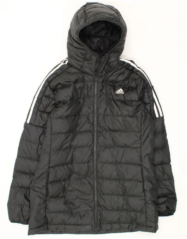 ADIDAS Womens Hooded Padded Jacket UK 20/22 XL Black Polyester Minimalist Women's Casual