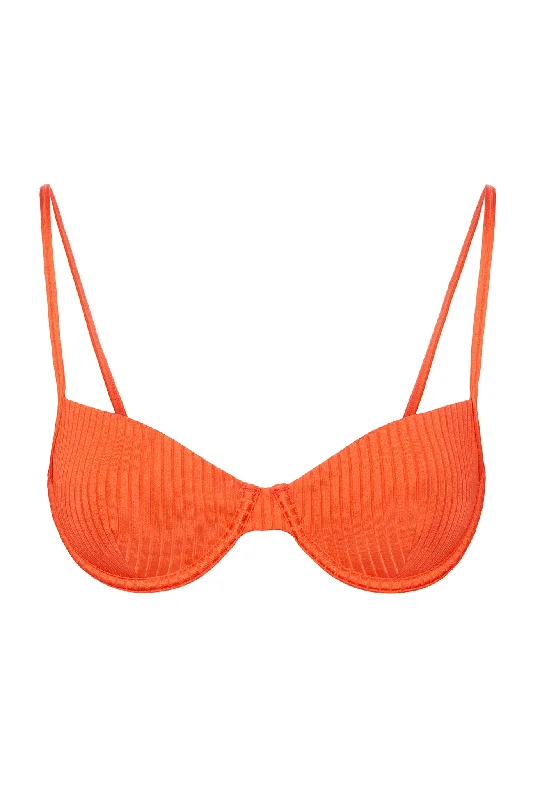Capri Top - Papaya Wide Rib Classic Women's Tweed