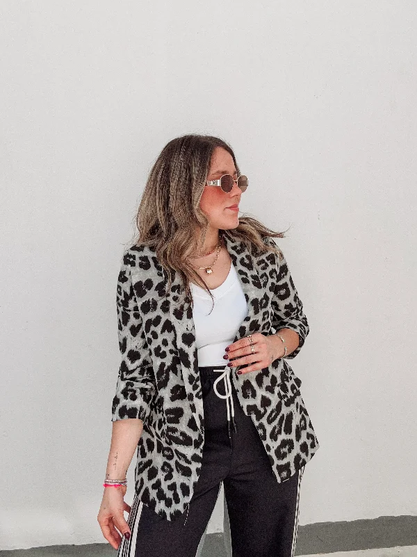 Grey Leopard Blazer