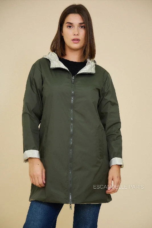 JUNE - Parka Mi- longue Réversible unie Earthy Women's Hemp - based