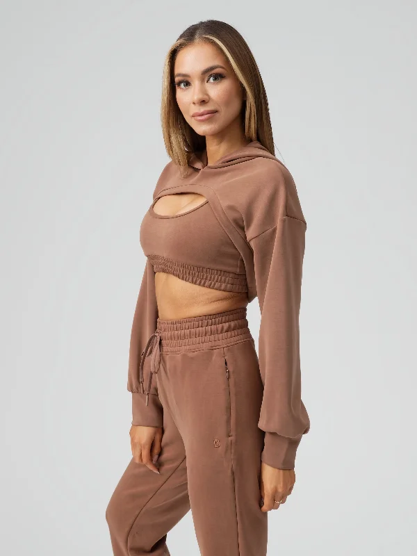 Luxe Bolero Hoodie - Cocoa Youthful Women's Pop