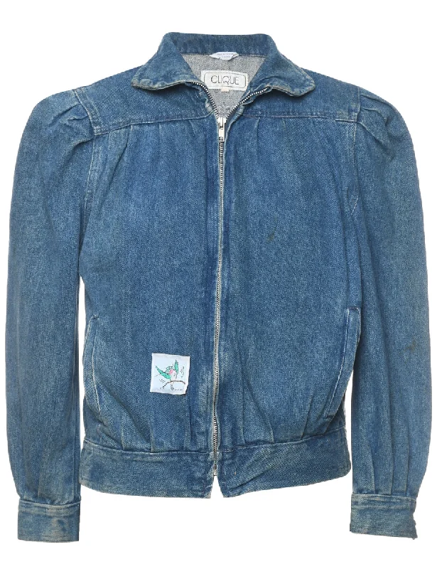 1980s Puff Sleeve Denim Jacket - M Women