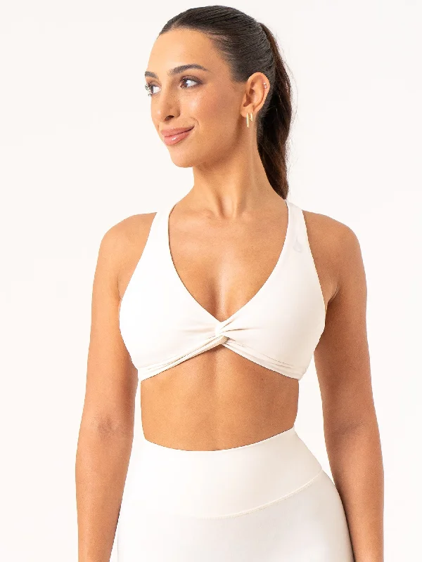 NKD Knot Sports Bra - Off White French