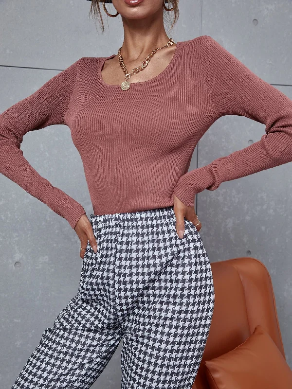 Casual Plain Long Sleeve Round Neck Regular Women Sweater Trendy Women's Oversized