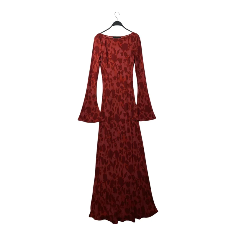 REALISATION/LS Dress/L/Floral Pattern/Silk/RED/ Sporty Women's Athleisure 