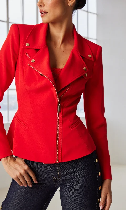 Selah Crepe Moto Jacket Tough Women's Military - inspired