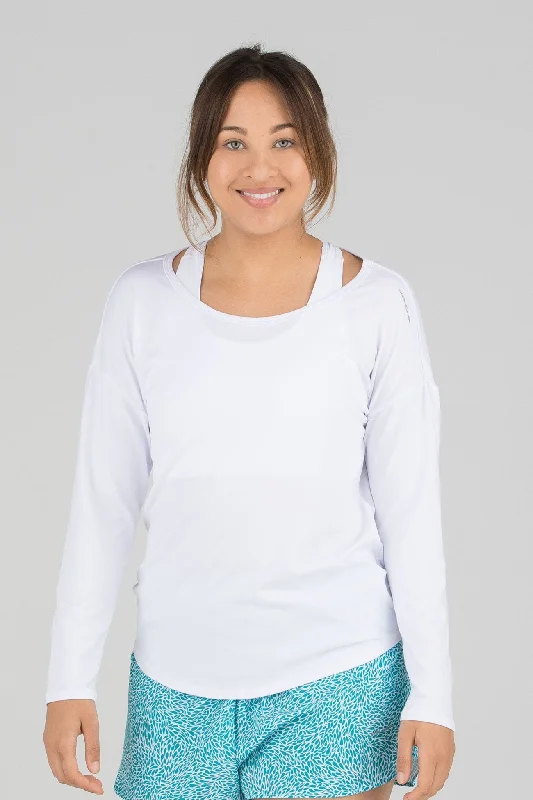 Women's Hypersoft L/S Running Shirt - White Cozy Women's Winter