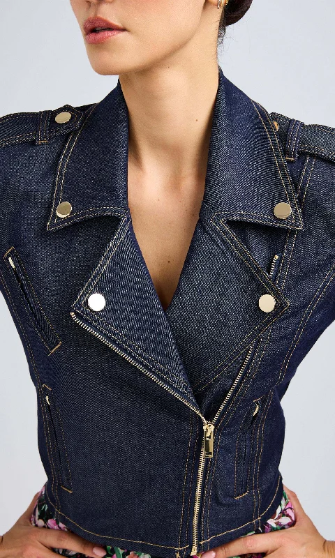Cosita Sheen Denim Moto Jacket Cool Women's Skate