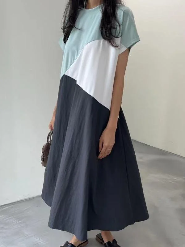 VibeMartini-Contrast Paneled Loose-Fitting Casual Dress Rugged Women's Outdoor 