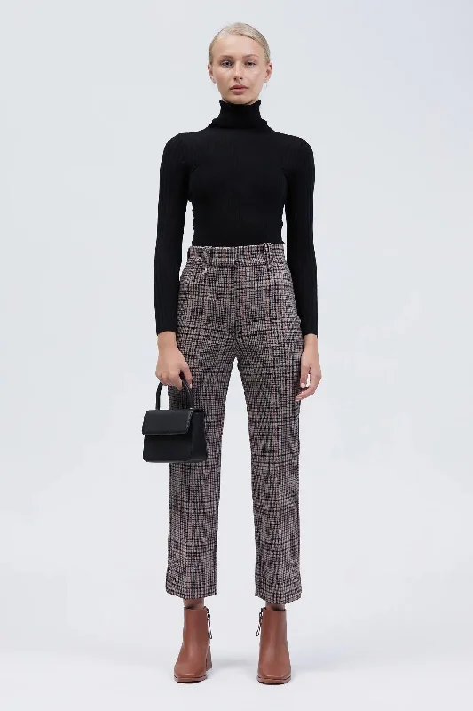 Liseburg Pant Brown Check Refined Women's Hand - crafted