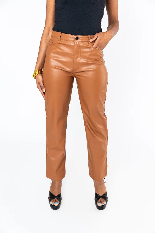 Gomez Vegan Leather Pants - Camel Sporty Women's Tennis